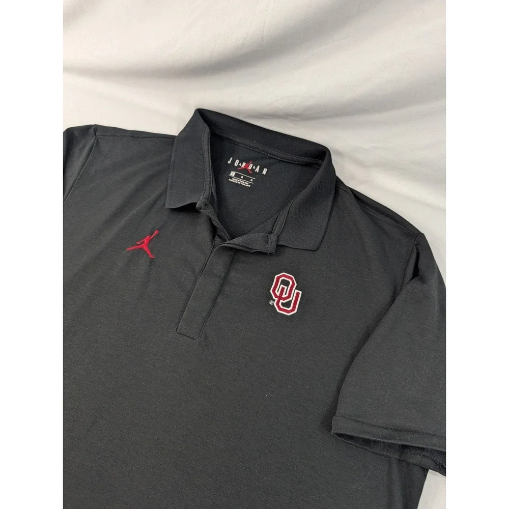 Jordan Polo Shirt Mens Large Golf Black  Oklahoma Sooners Dri-FIT Jumpman